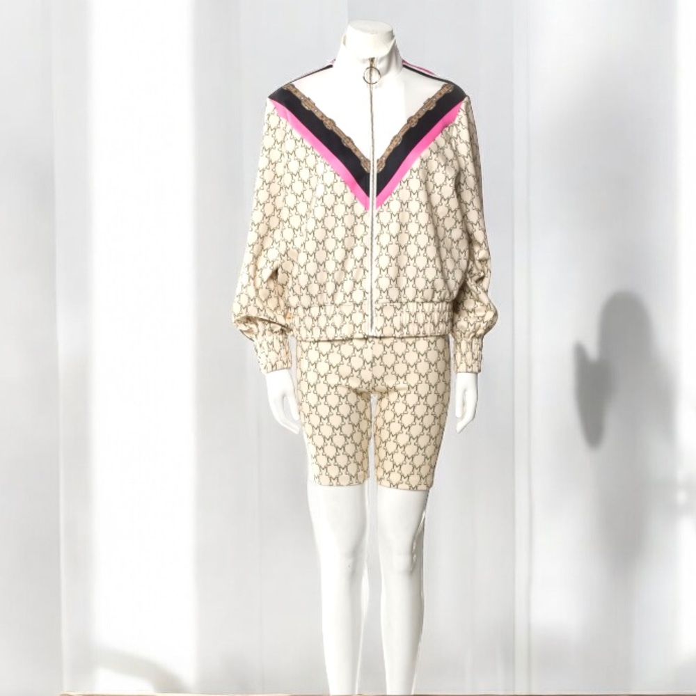 New! Maje Monogram Track Jacket Short Set 2-Pieces Size Medium